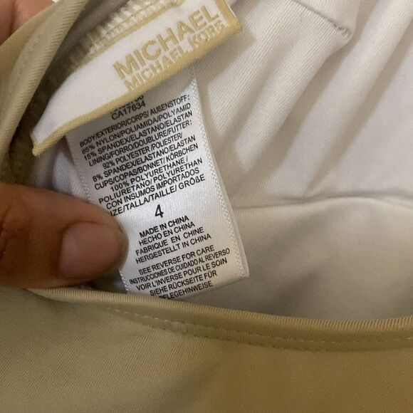 Michael Kors One Piece tan Swimsuit Women’s Size 4 - Picture 6 of 6